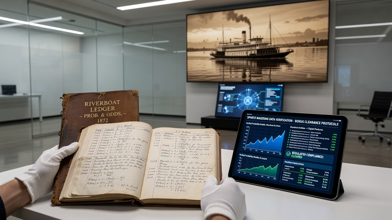 Historical Mississippi riverboat ledger pages showing early probability calculations and bet tracking from the 19th century