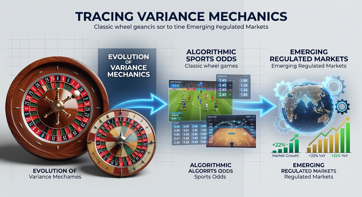 Historical roulette wheel alongside modern sports betting interface showing variance calculations